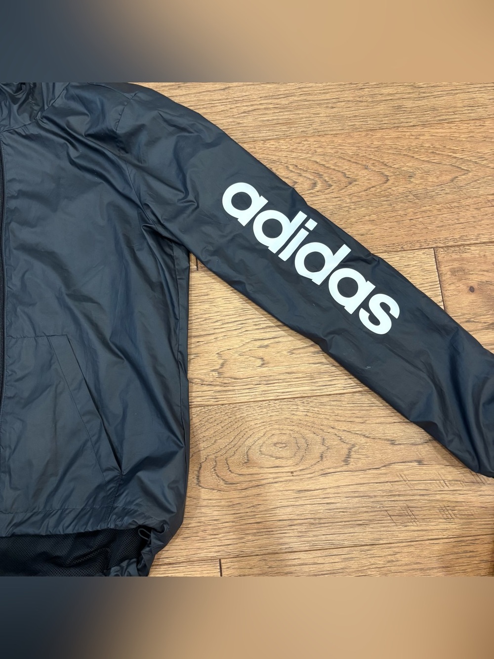 Adidas Black Hooded Windbreaker Jacket - Picture 3 of 6